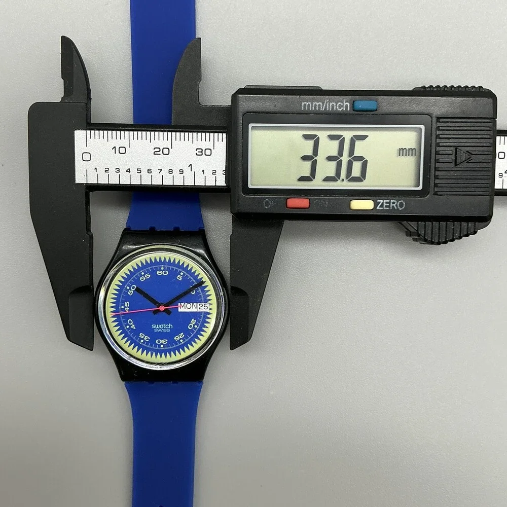 Swatch Blue Neptun Mens Watch 34mm Blue Dial Swiss Day Date New Battery